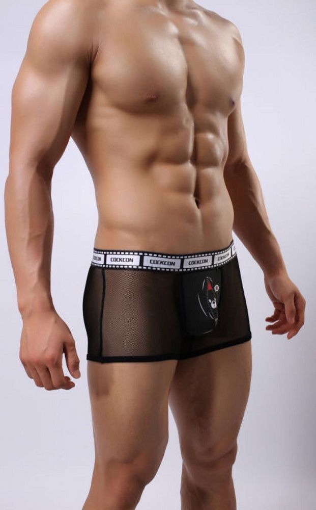Сетчатые трусы-боксеры Cockcon Trunks с принтом на гульфике 3