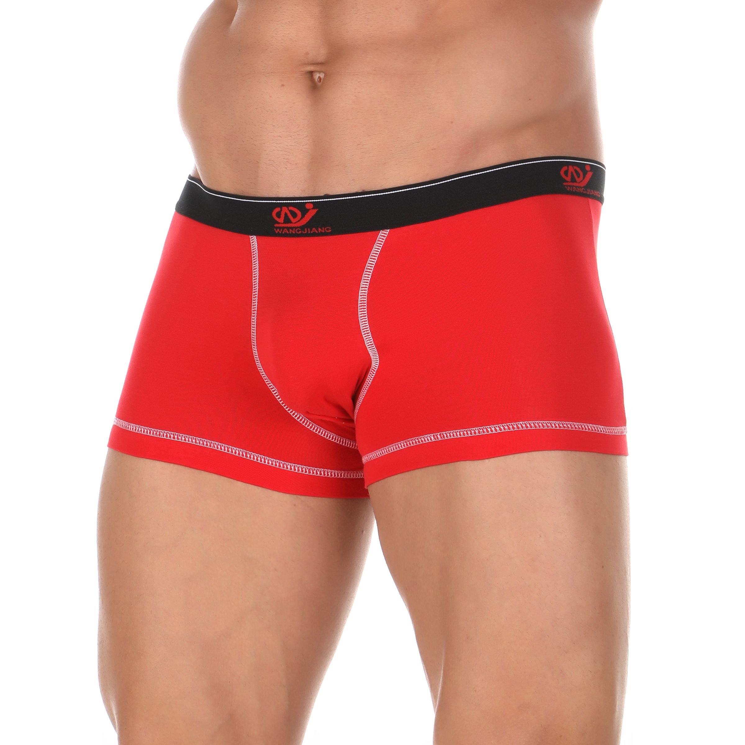 Мужские трусы-боксеры с контрастной строчкой и темной резинкой 1