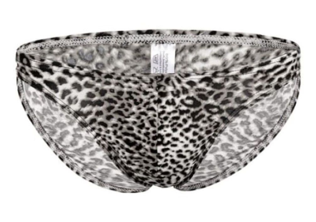 Мужские трусы-слипы с серым леопардовым принтом 1