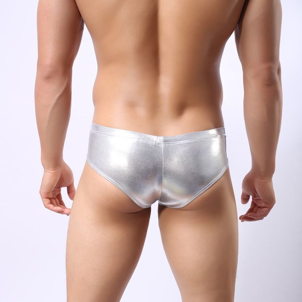 Серебристые мужские трусы-брифы с кольцом 2