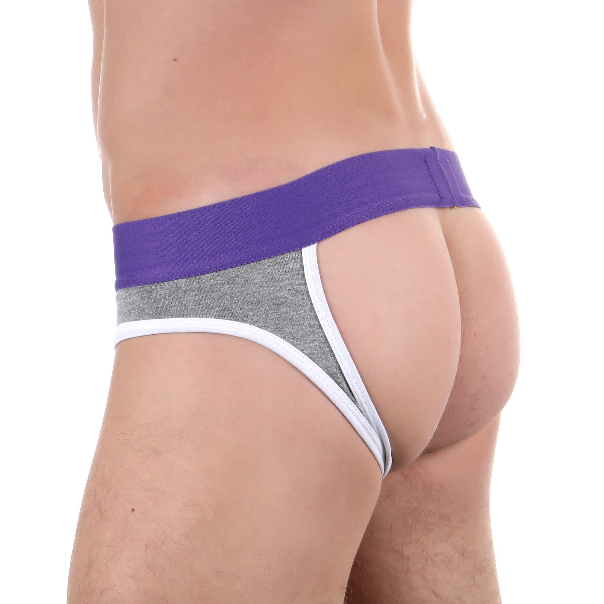 Серые меланжевые трусы-джоки с брендированной резинкой 2