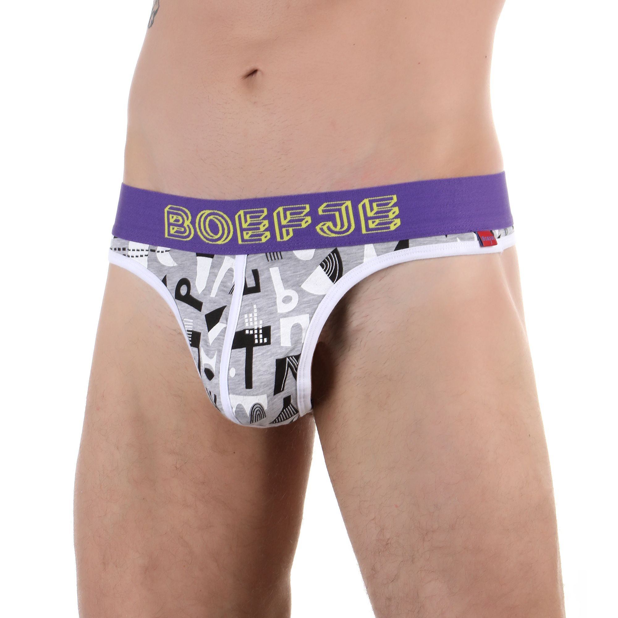 Сексуальные серые трусы-тонги с принтом в виде букв 1