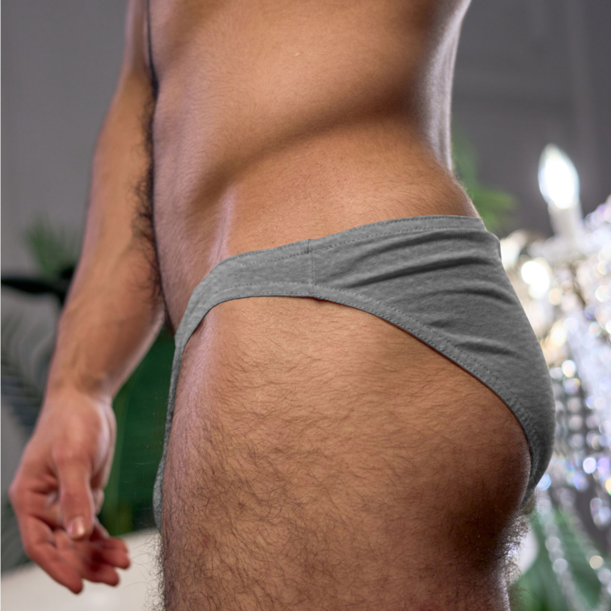 Серые меланжевые хлопковые трусы-слипы 2