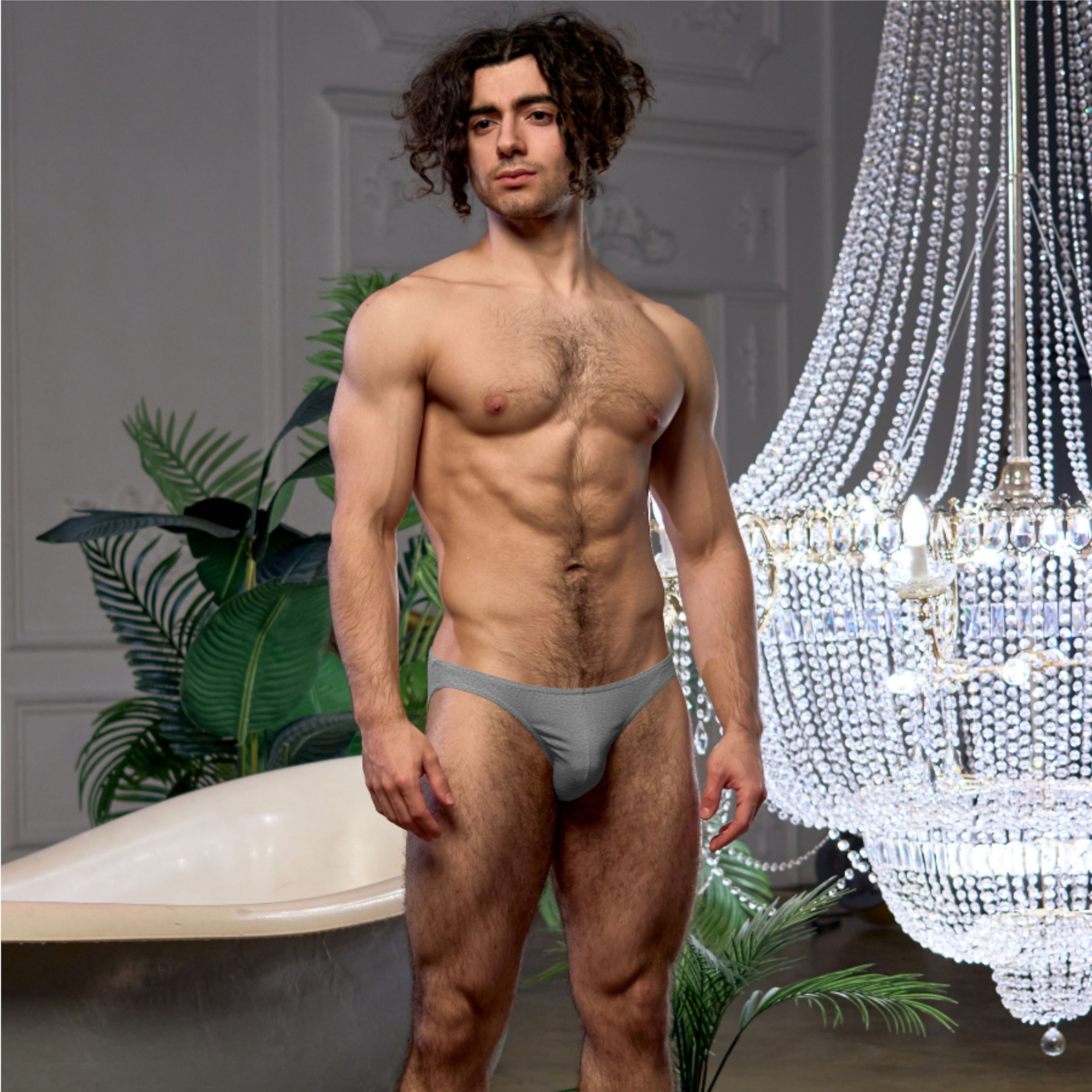 Серые меланжевые хлопковые трусы-слипы 3