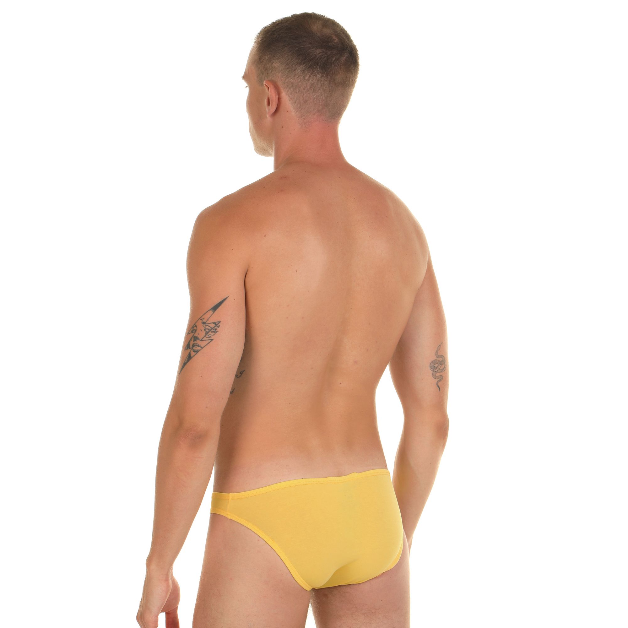 Желтые мужские трусы-слипы с низкой посадкой 3