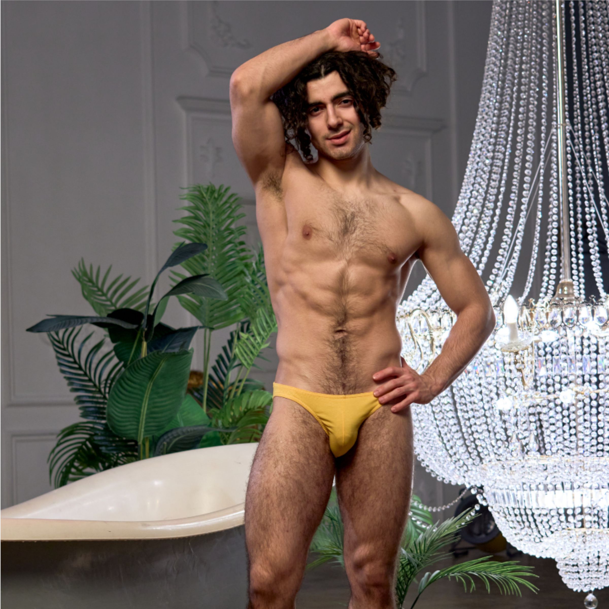 Желтые хлопковые трусы-слипы 3