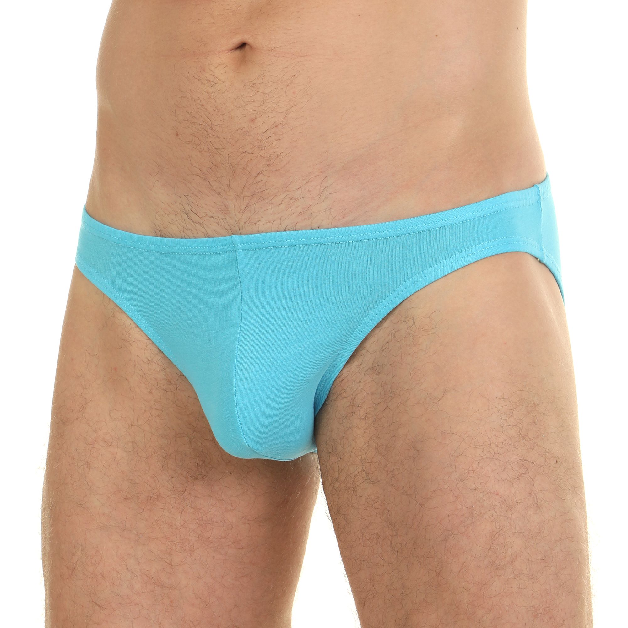 Бирюзовые мужские трусы-слипы с низкой посадкой 1