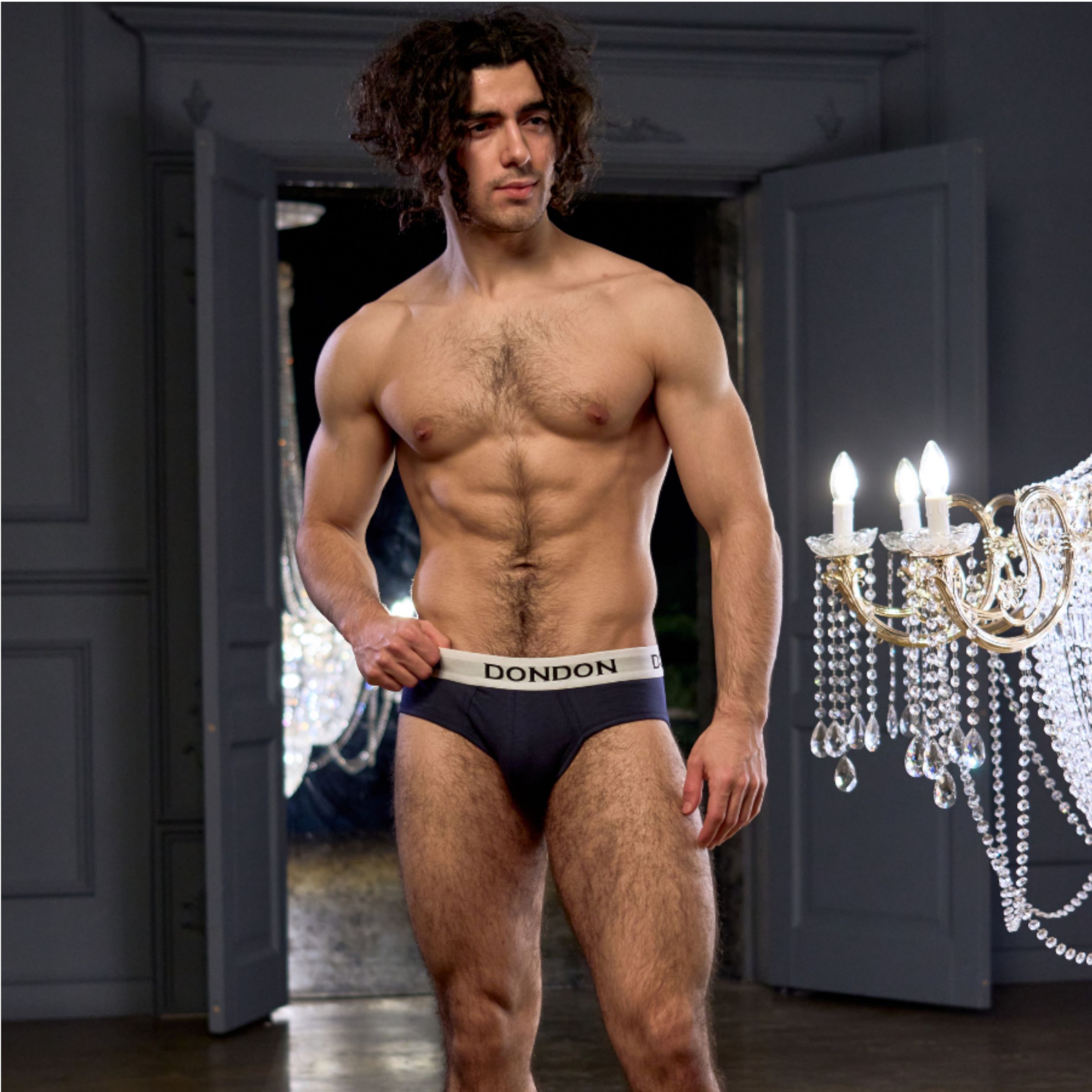 Темно-синие хлопковые мужские трусы-брифы 3