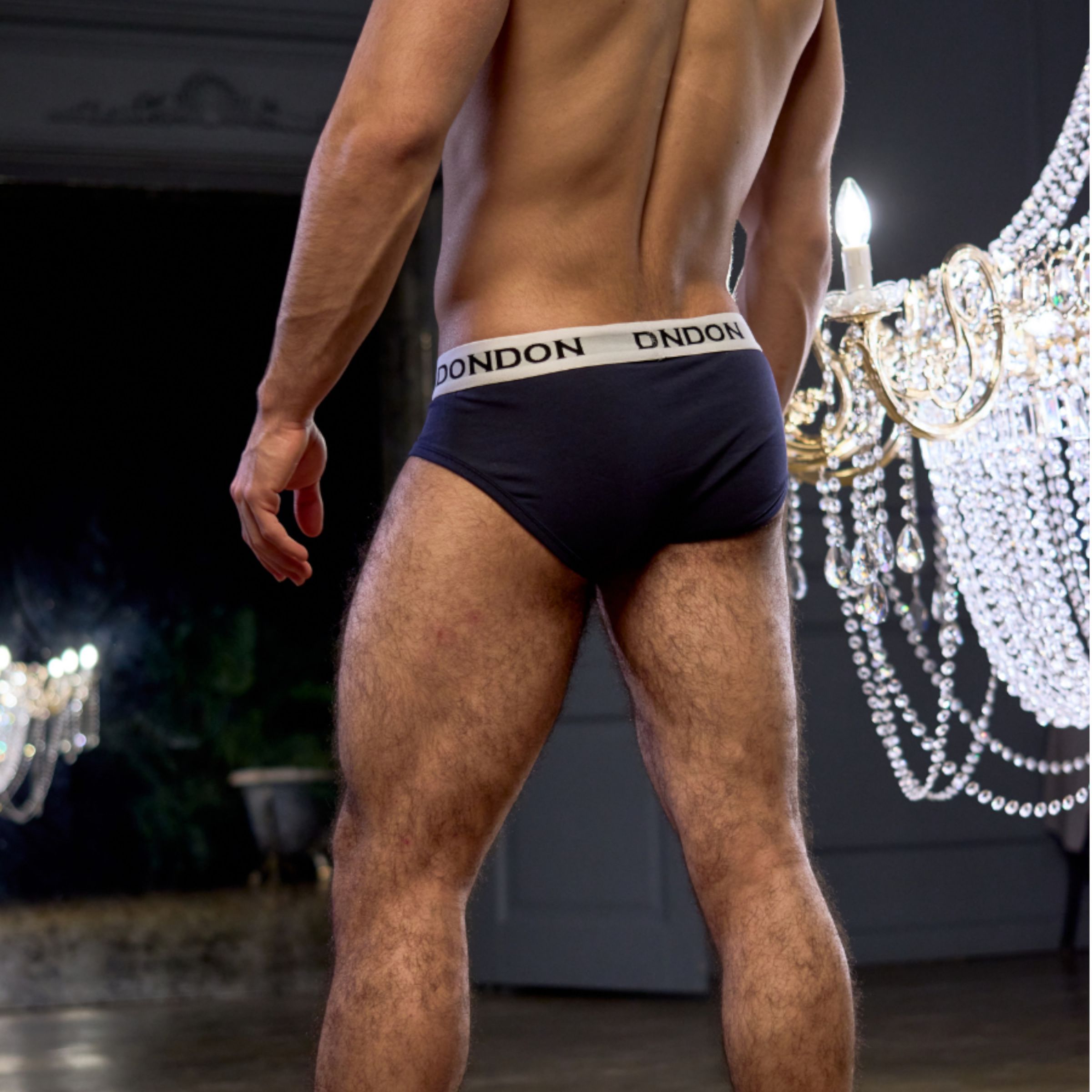 Темно-синие хлопковые мужские трусы-брифы 4