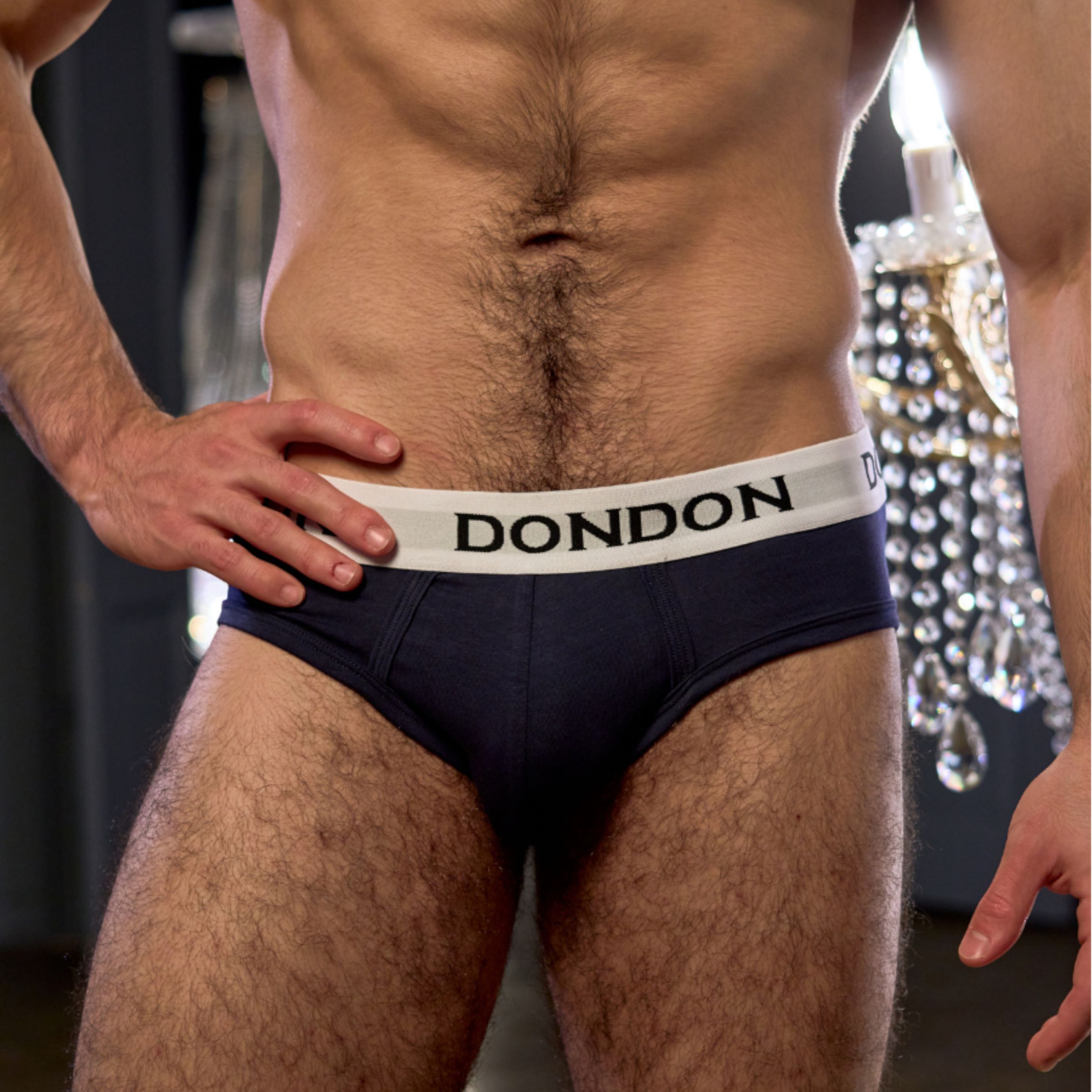 Темно-синие хлопковые мужские трусы-брифы 1