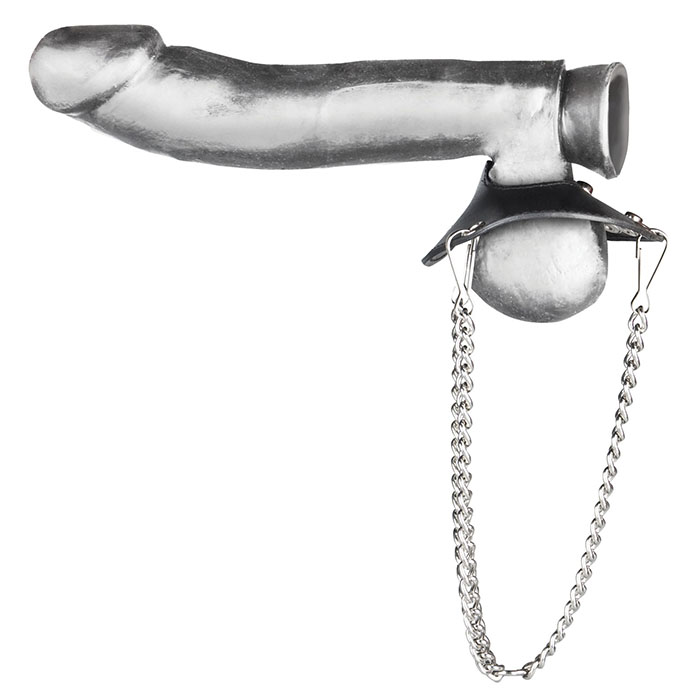 Утяжка для мошонки из искусственной кожи с цепочками PARACHUTE BALL STRETCHER 3