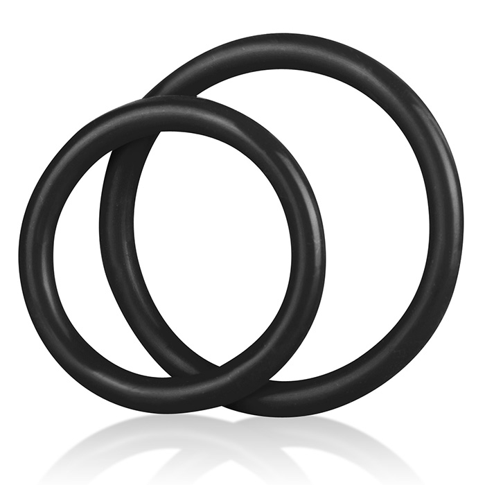 Набор из двух черных силиконовых колец разного диаметра SILICONE COCK RING SET 2