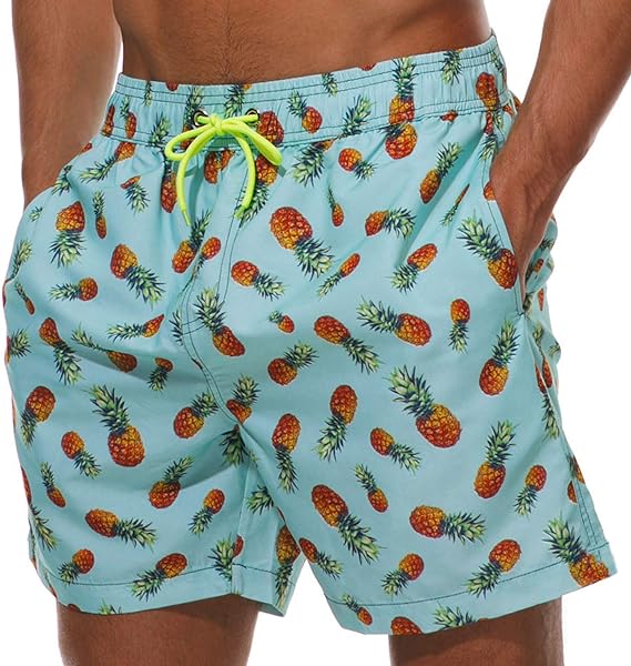 Голубые пляжные шорты с ананасами 2