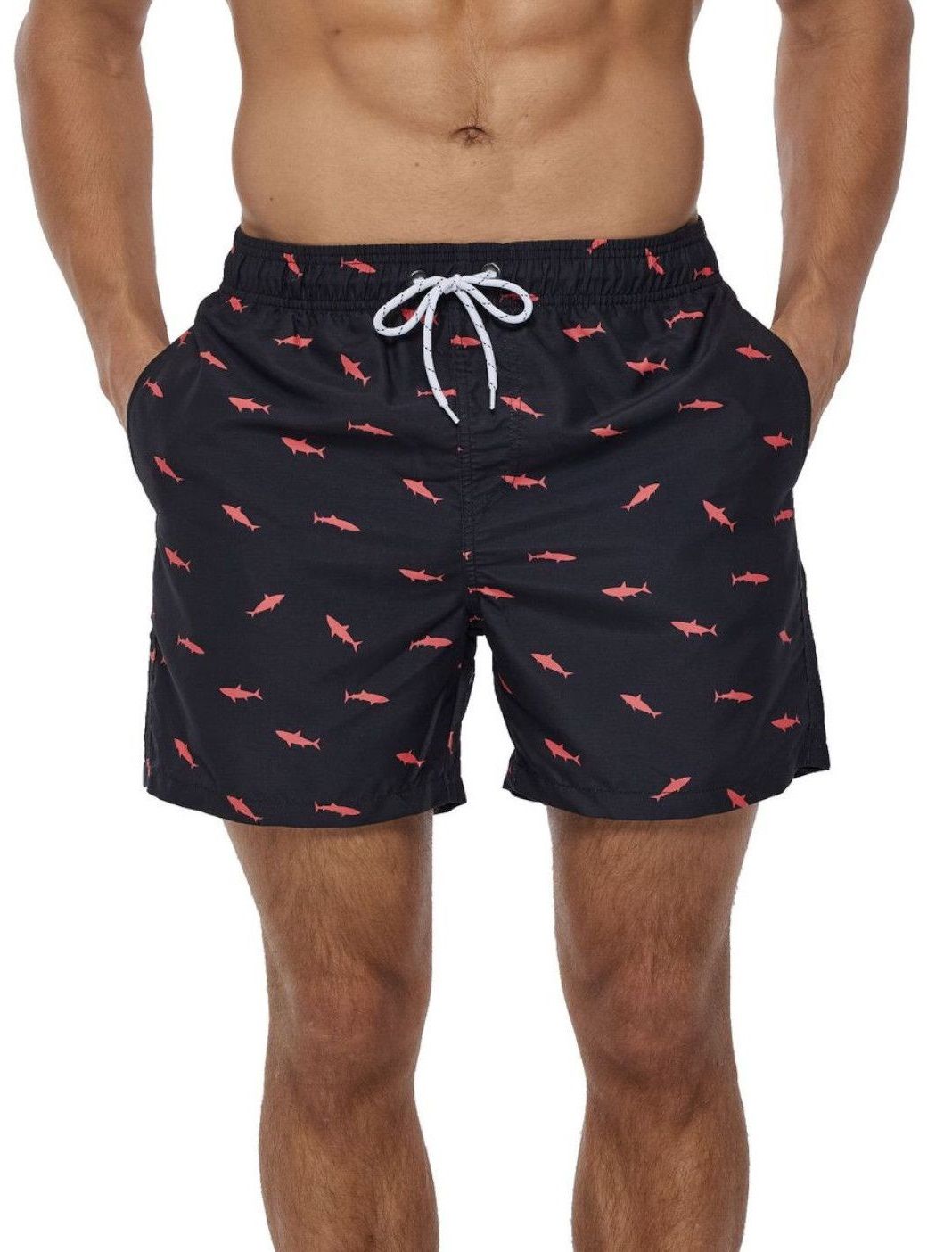 Черные пляжные шорты с акулами 2