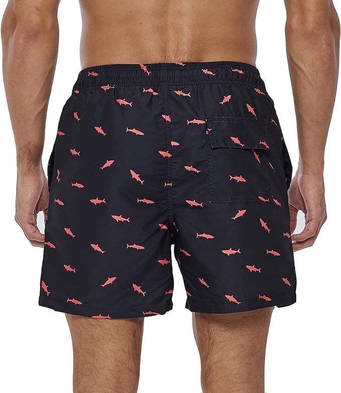 Черные пляжные шорты с акулами 4