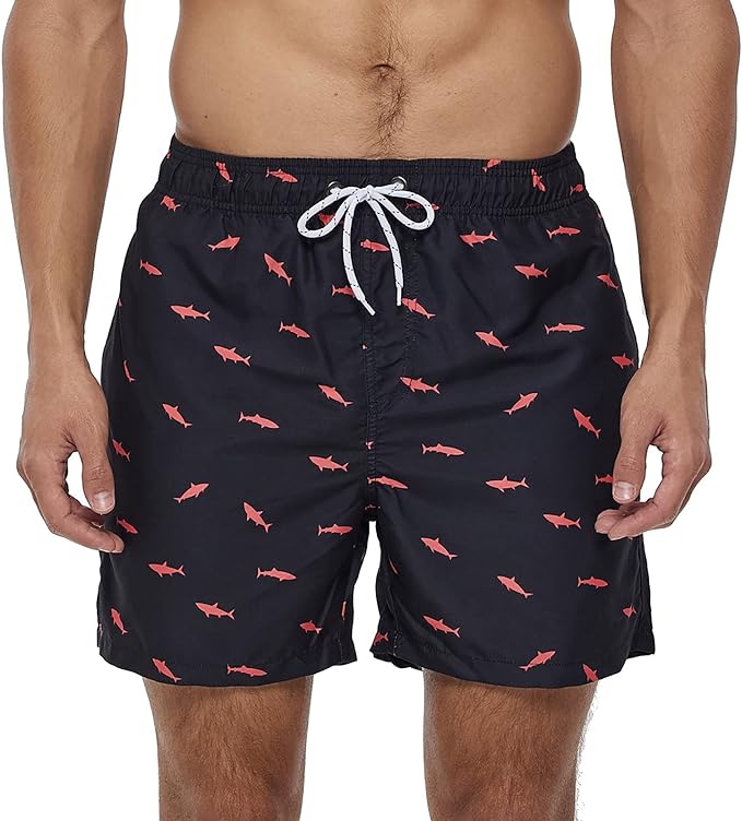 Черные пляжные шорты с акулами 1