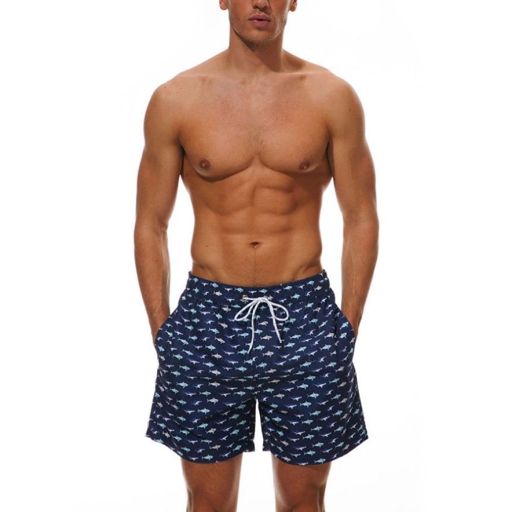 Темно-синие пляжные шорты с акулами 2