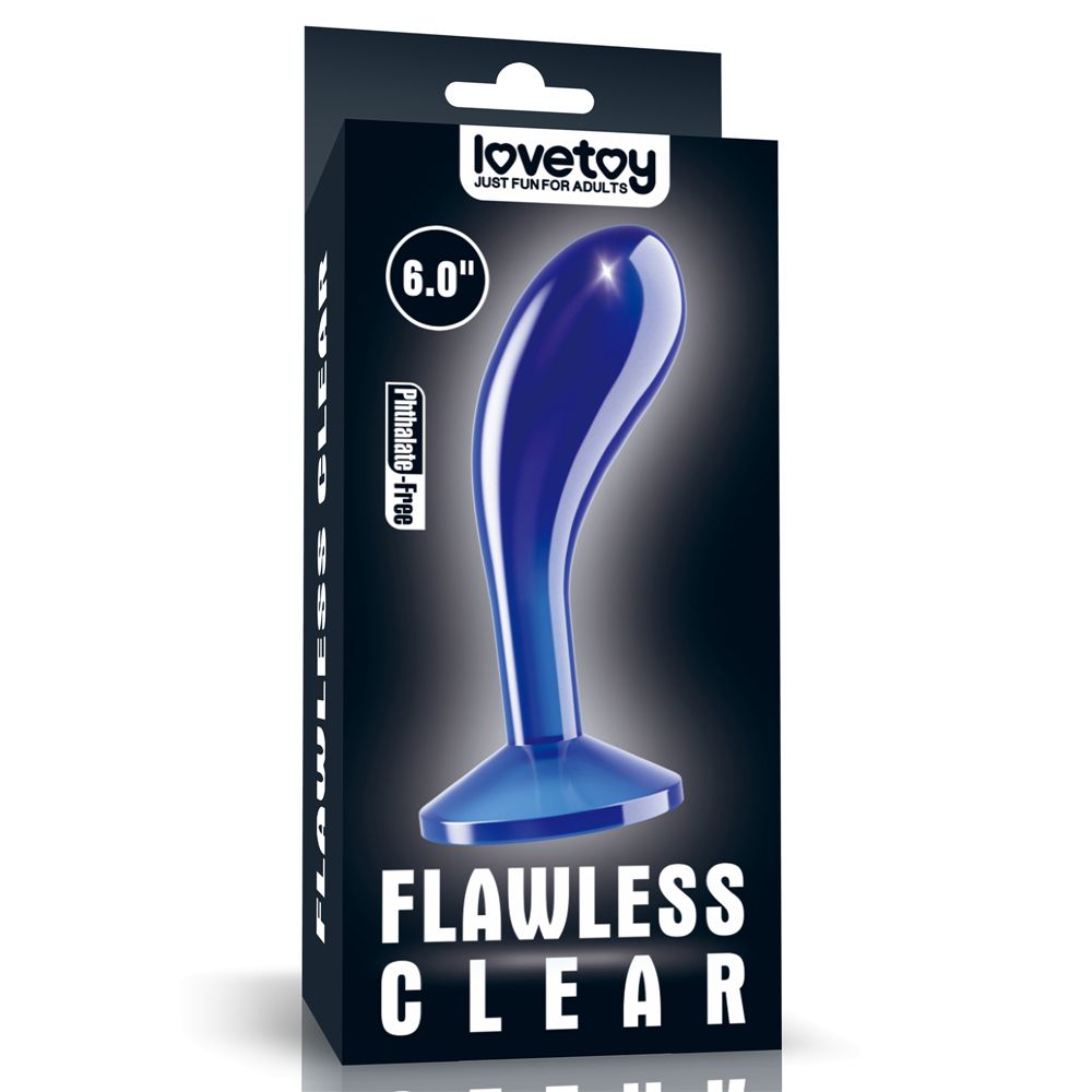 Синяя анальная втулка Flawless Clear Prostate Plug 6.0 - 15 см. 2