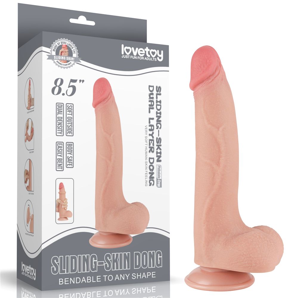 Телесный фаллоимитатор 8.5 Sliding Skin Dual Layer Dong - 20 см. 1
