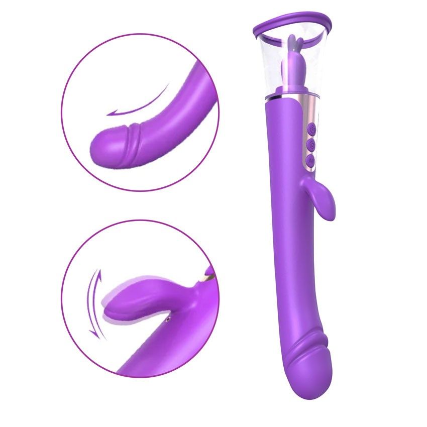 Фиолетовый двусторонний вибростимулятор Esther - 26,5 см. 2