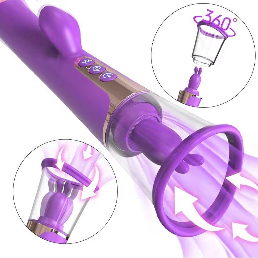 Фиолетовый двусторонний вибростимулятор Esther - 26,5 см. 4