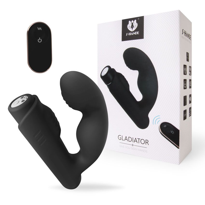 Черный вибромассажер Gladiator - 10,7 см. 2