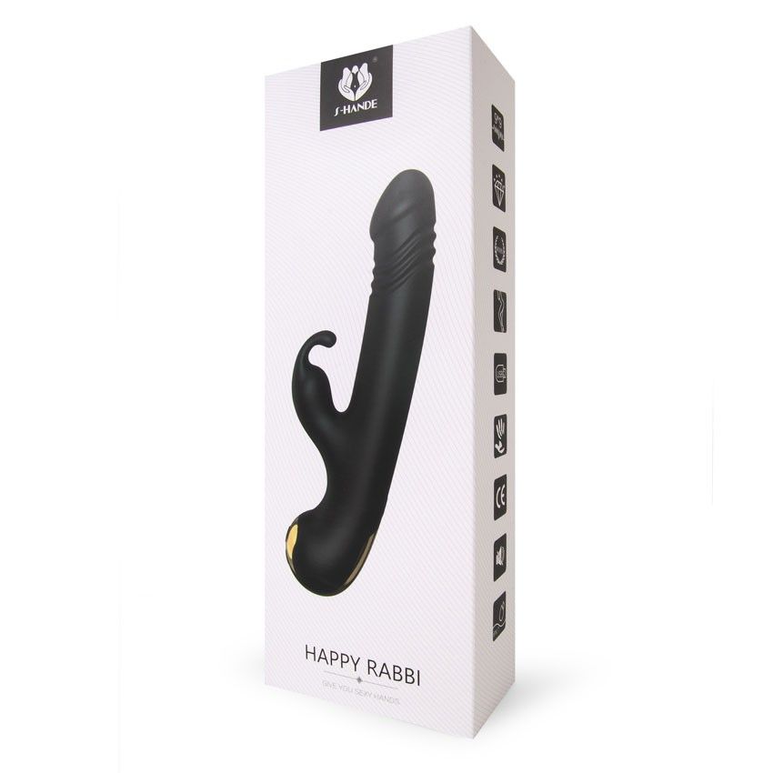 Черный вибромассажер-кролик Happy Rabbi - 22,5 см. 3