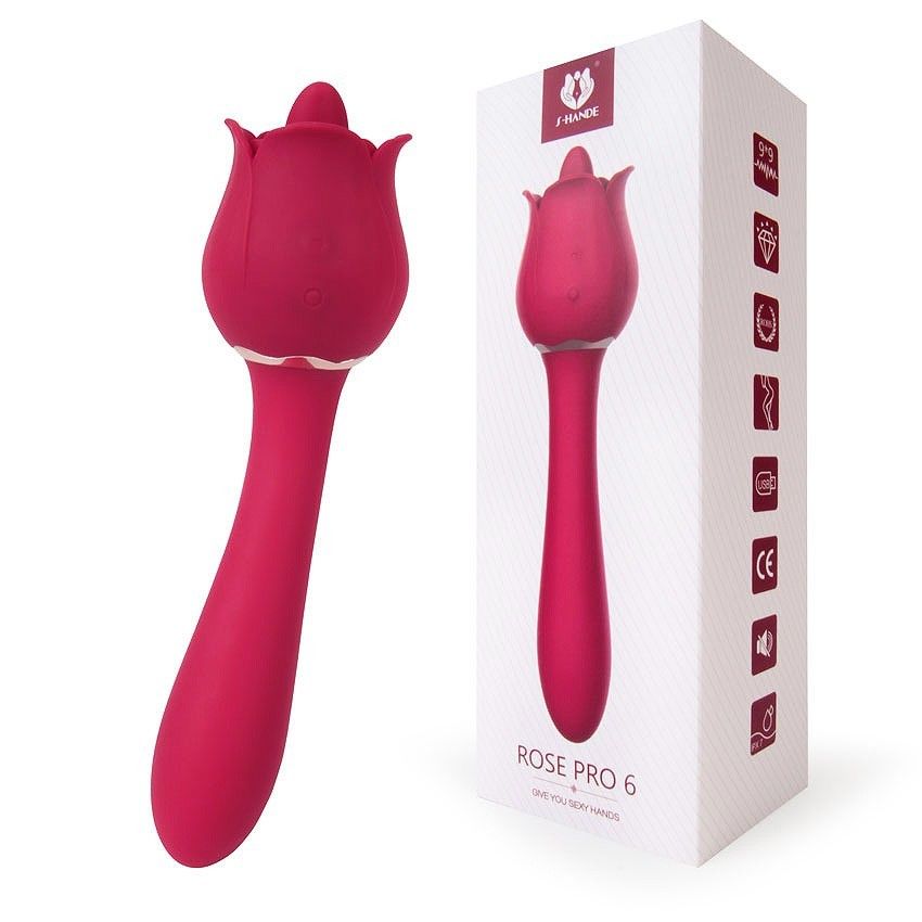 Розовый вибромассажер Rose Pro 6 - 21,4 см. 2