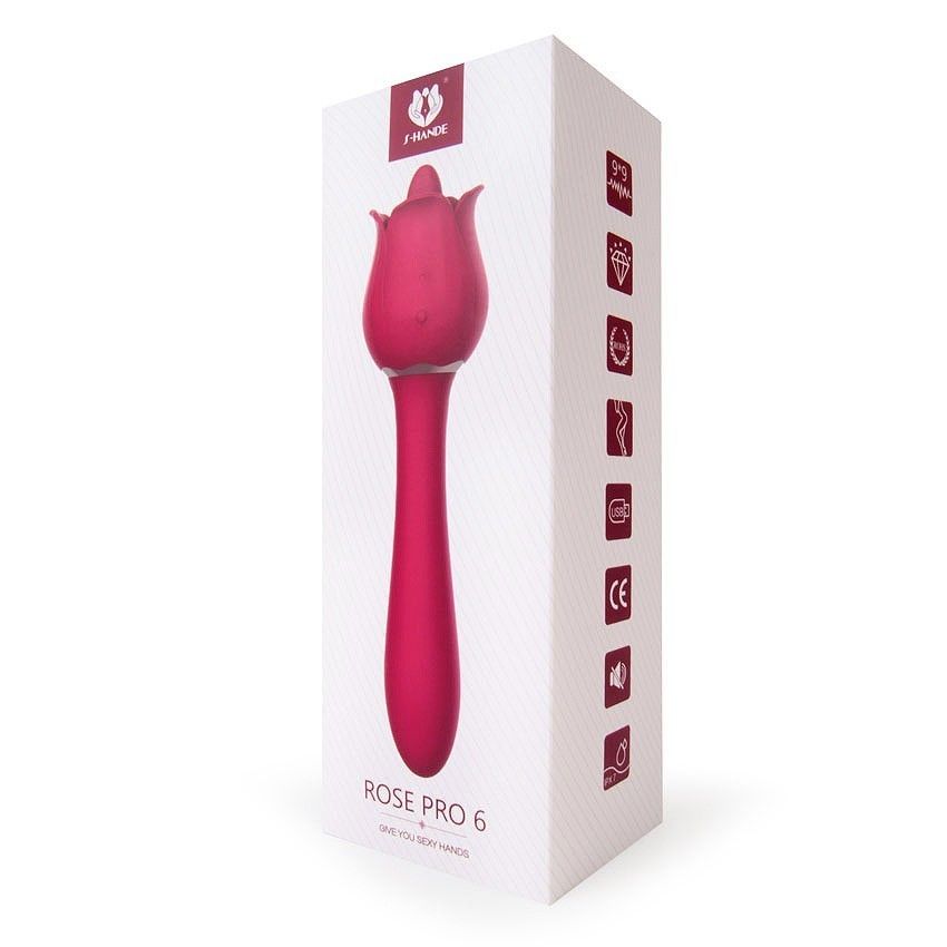 Розовый вибромассажер Rose Pro 6 - 21,4 см. 3