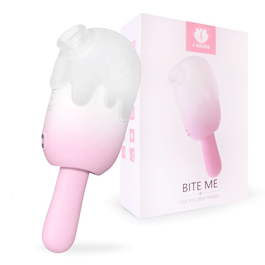Нежно-розовый клиторальный вибромассажер Bite Me - 14,8 см. 2