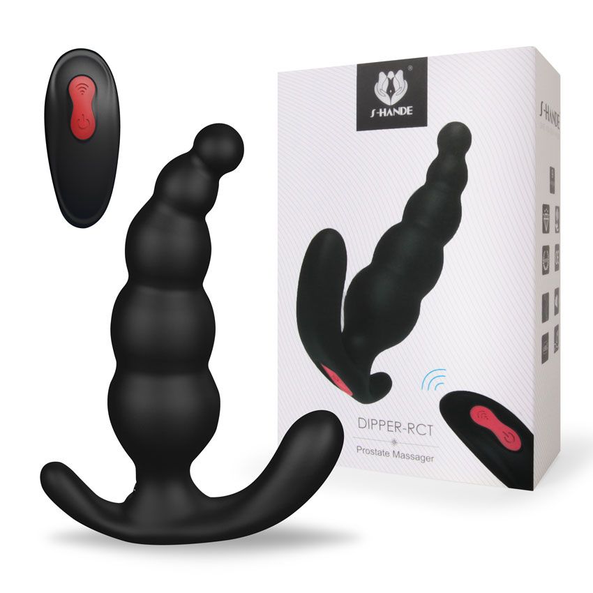 Черный анальный вибромассажер Dipper-RCT - 14,8 см. 2