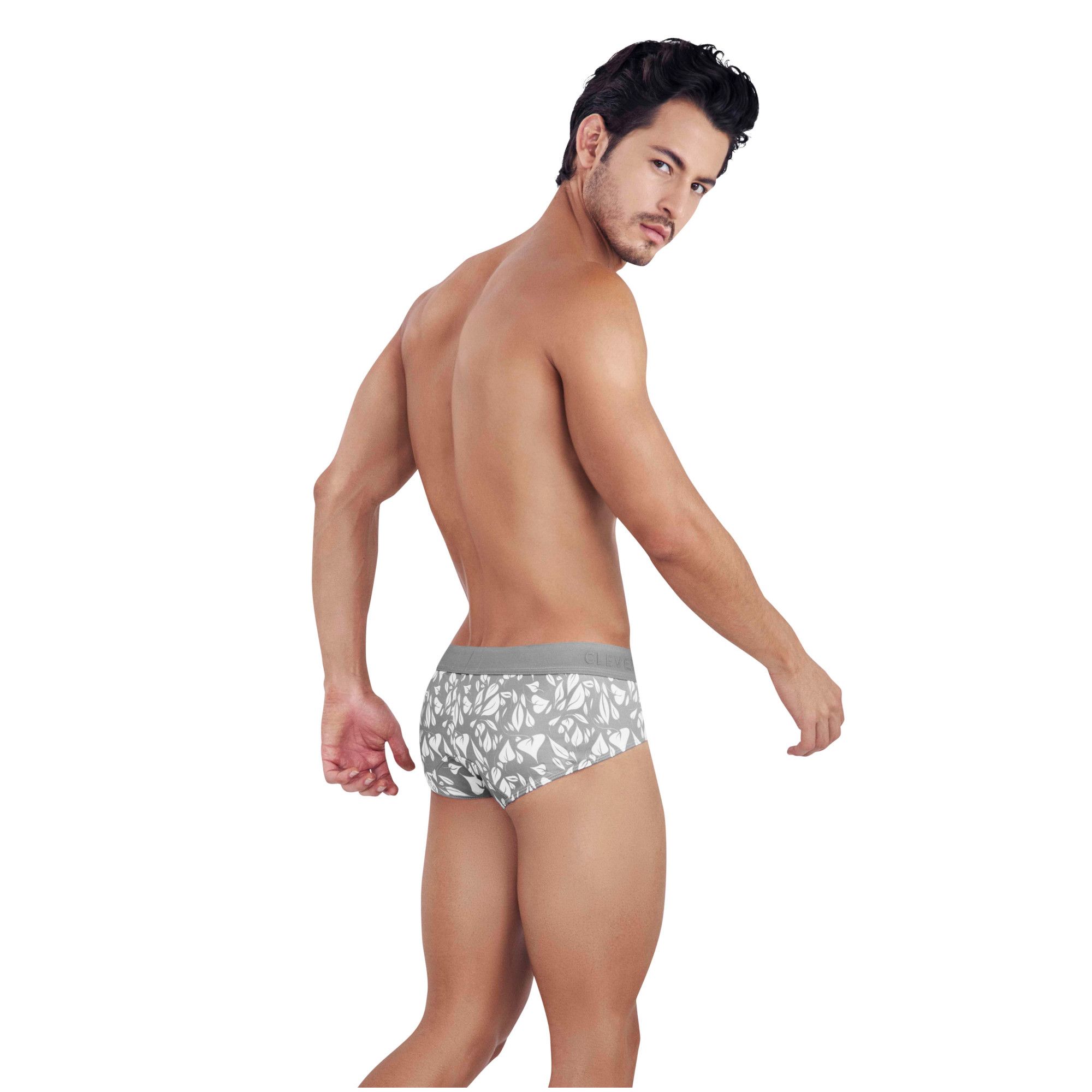 Серые мужские трусы-брифы с растительным принтом Grace Classic Brief 3