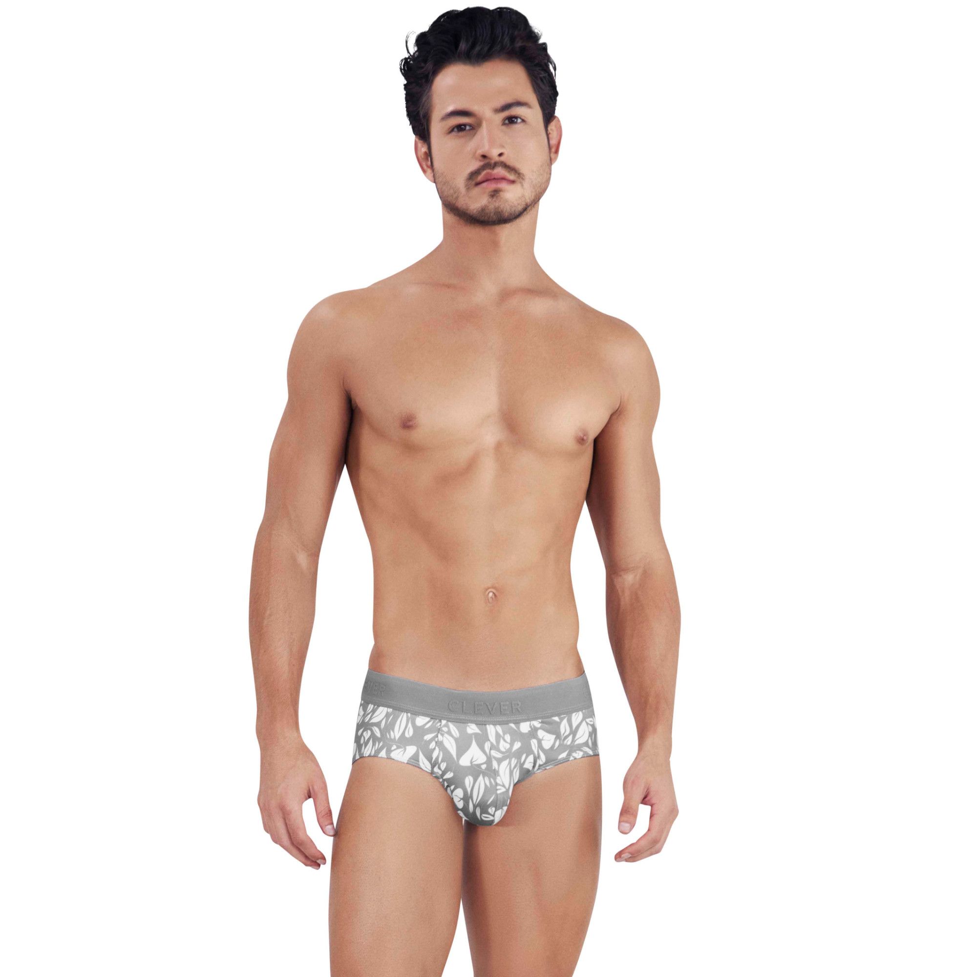 Серые мужские трусы-брифы с растительным принтом Grace Classic Brief 4
