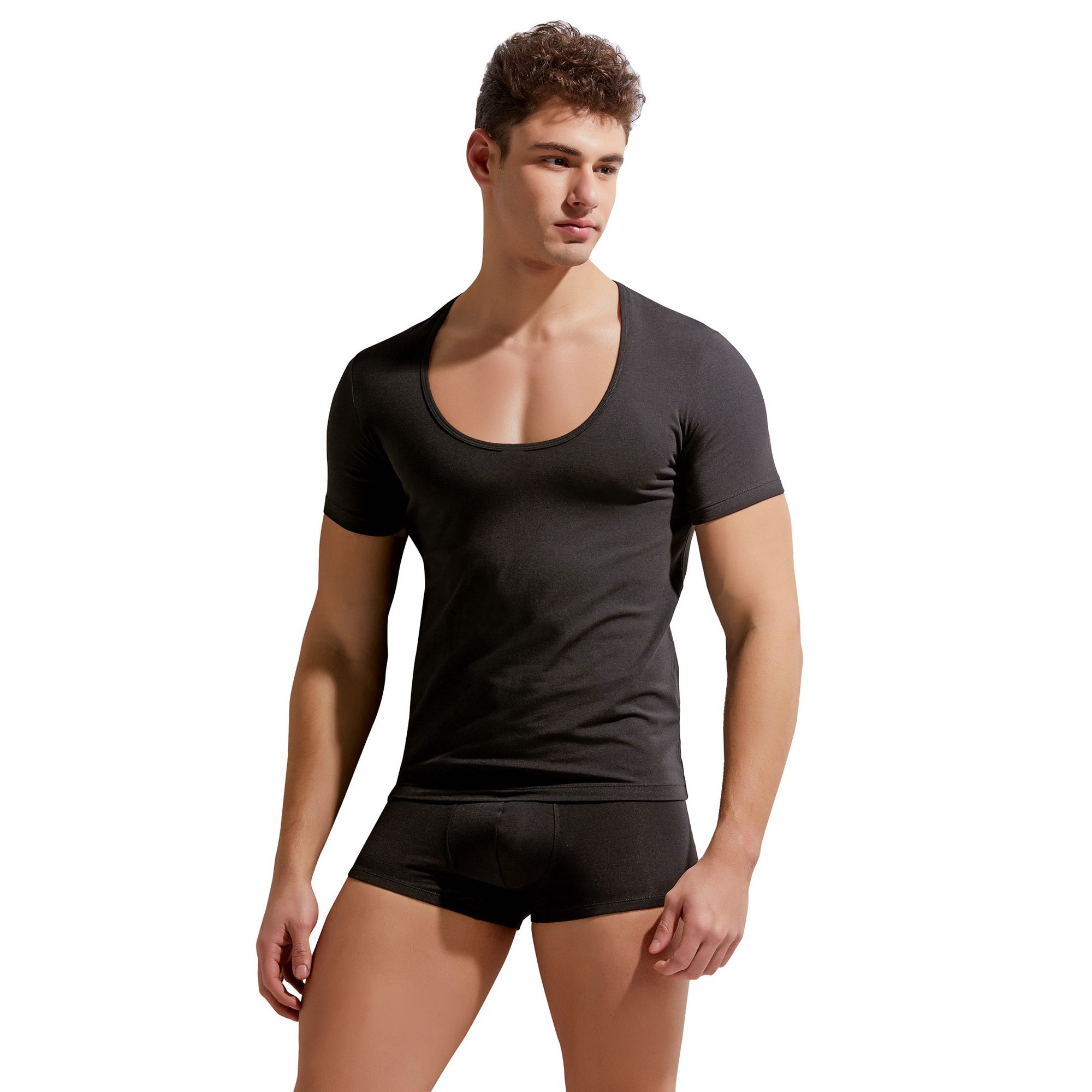 Мужская футболка с глубоким U-образным вырезом Gauvine 1