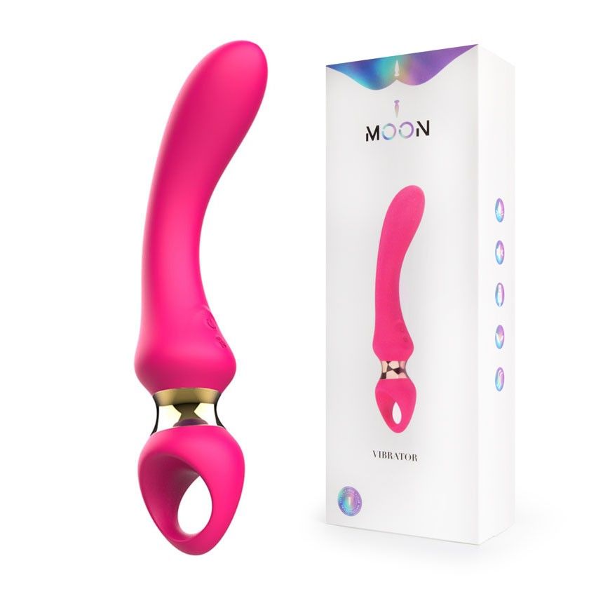 Розовый изогнутый вибромассажер Moon Vibrator - 21,1 см. 2
