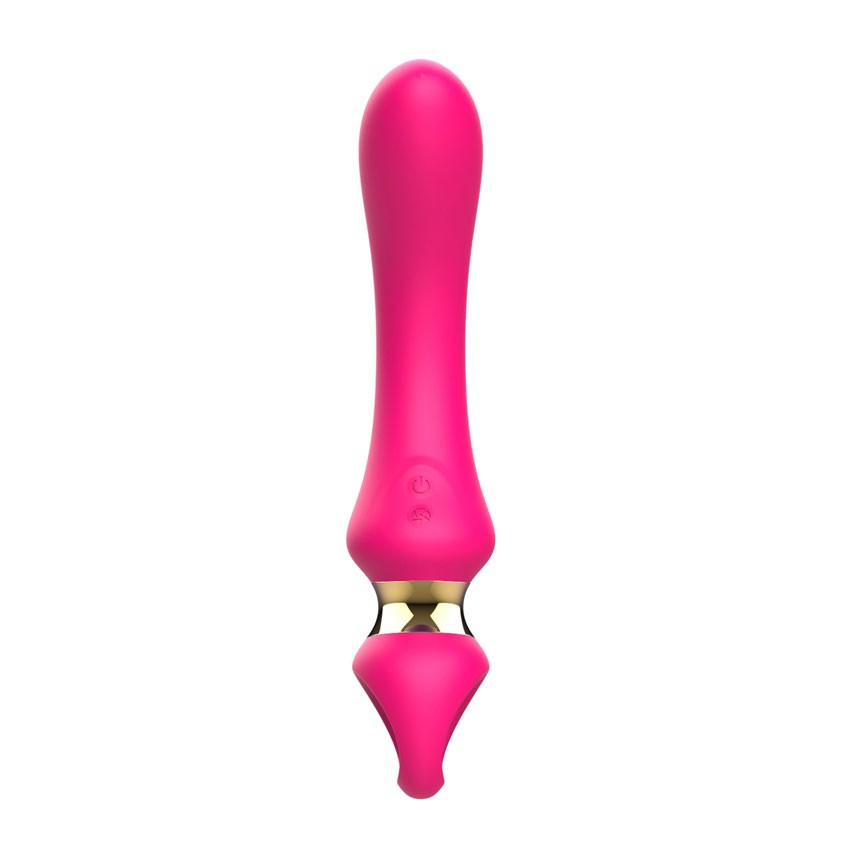 Розовый изогнутый вибромассажер Moon Vibrator - 21,1 см. 4