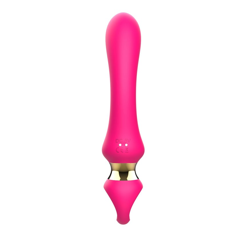 Розовый изогнутый вибромассажер Moon Vibrator - 21,1 см. 5