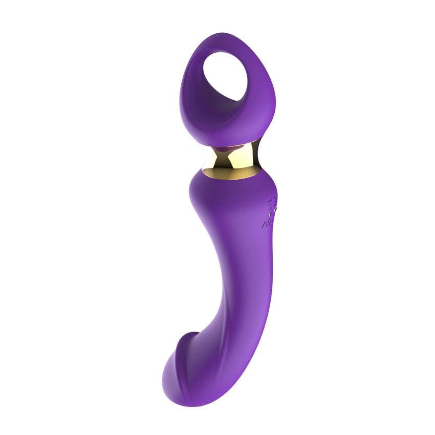 Фиолетовый изогнутый вибромассажер Moon Vibrator - 21,1 см. 8