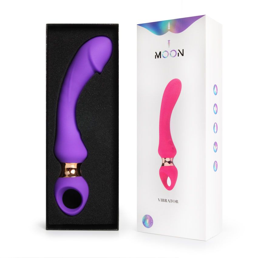 Фиолетовый изогнутый вибромассажер Moon Vibrator - 21,1 см. 9