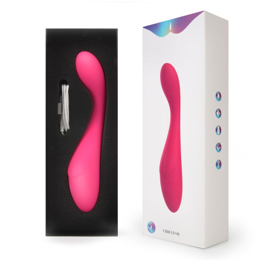 Розовый изогнутый вибромассажер - 18,9 см. 9