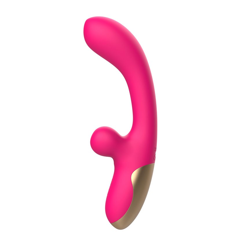 Розовый изогнутый вибратор-кролик - 21,2 см. 5