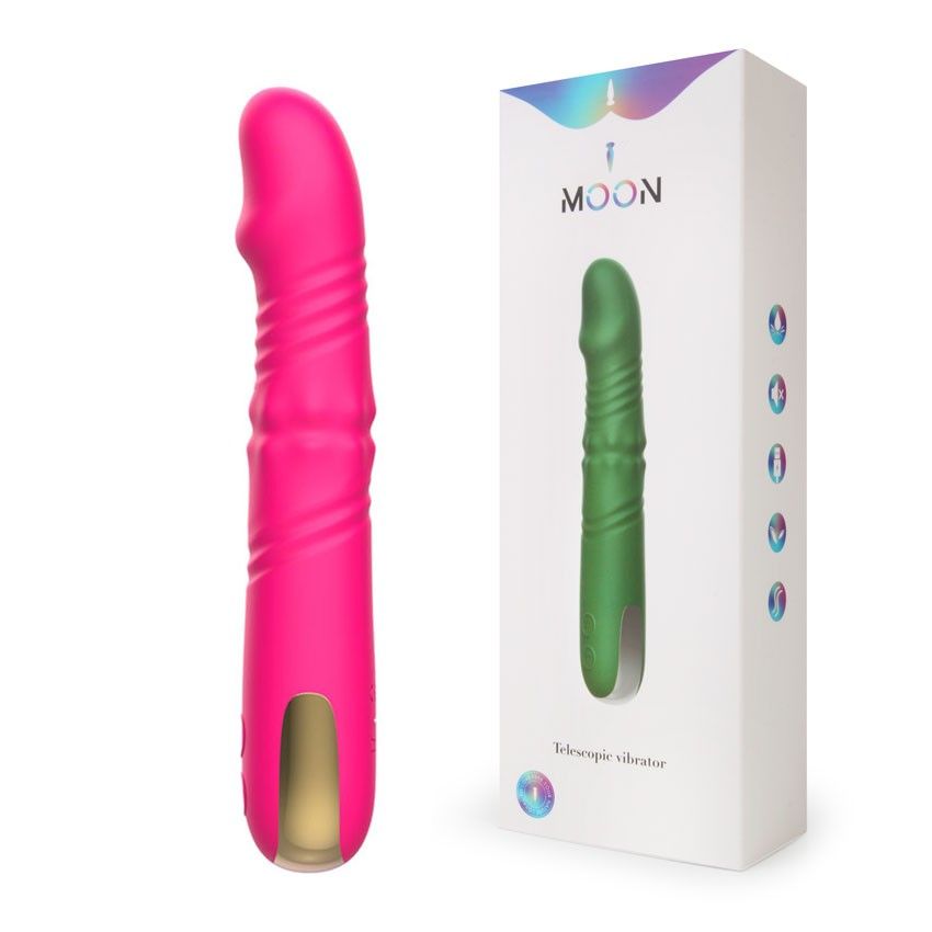 Розовый вибратор с возвратно-поступательными движениями и вращением бусин - 22,3 см. 2