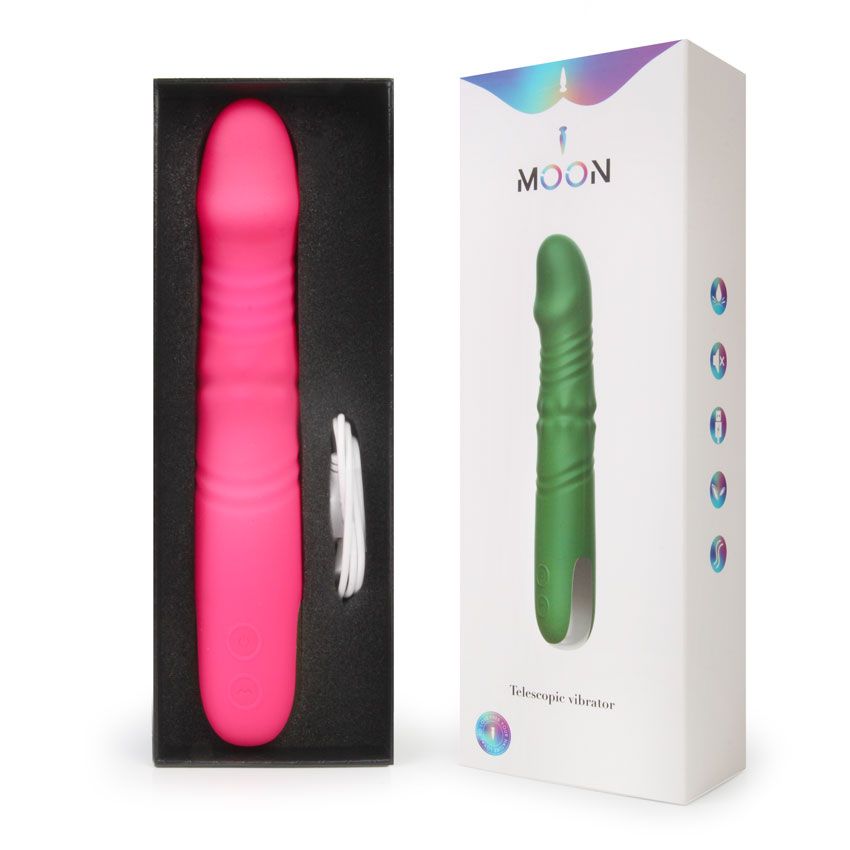 Розовый вибратор с возвратно-поступательными движениями и вращением бусин - 22,3 см. 8