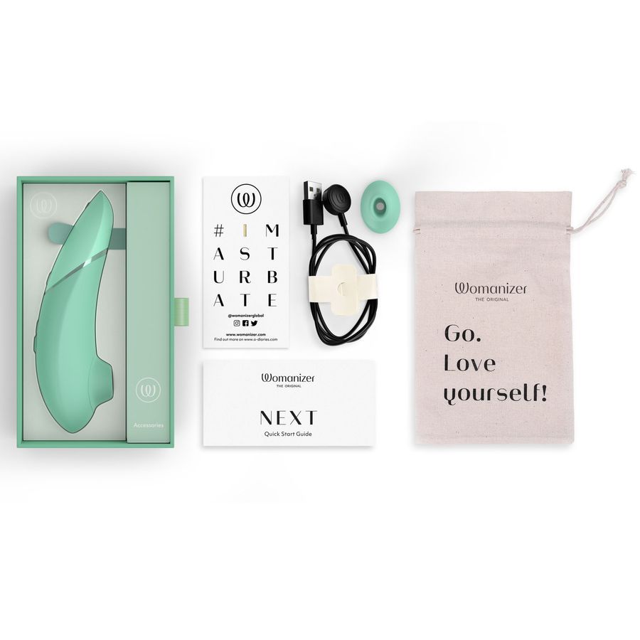 Зеленый бесконтактный клиторальный стимулятор Womanizer Next 6