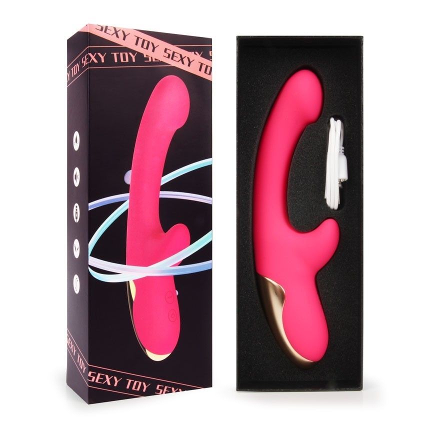 Розовый изогнутый вибромассажер - 20,3 см. 11