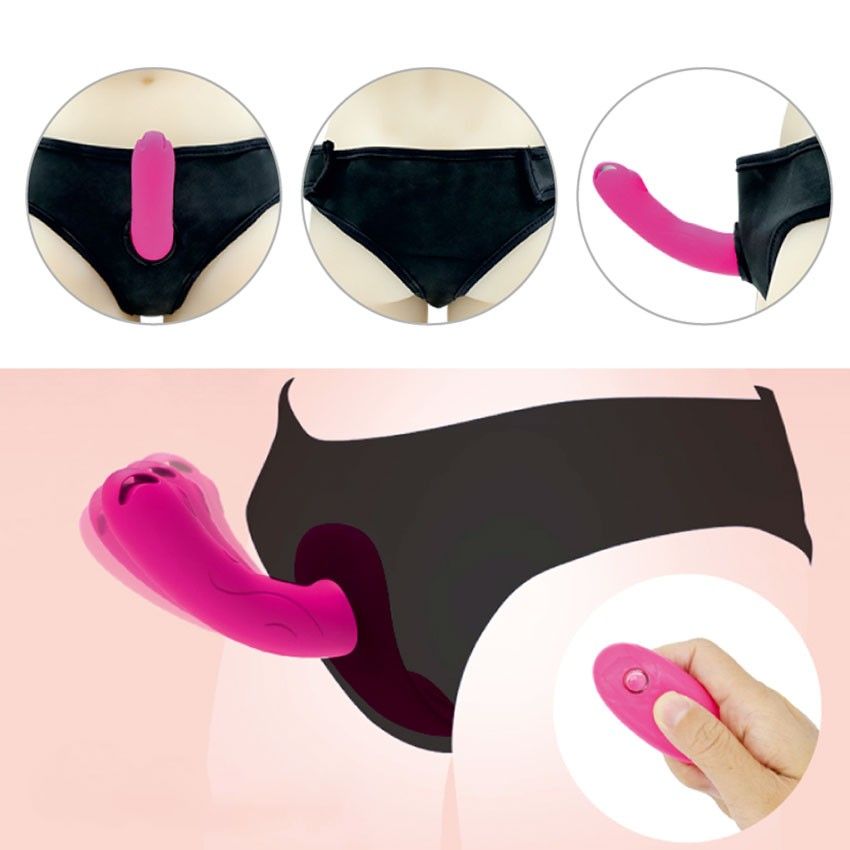 Розовый поясной вибратор с пультом ДУ 12