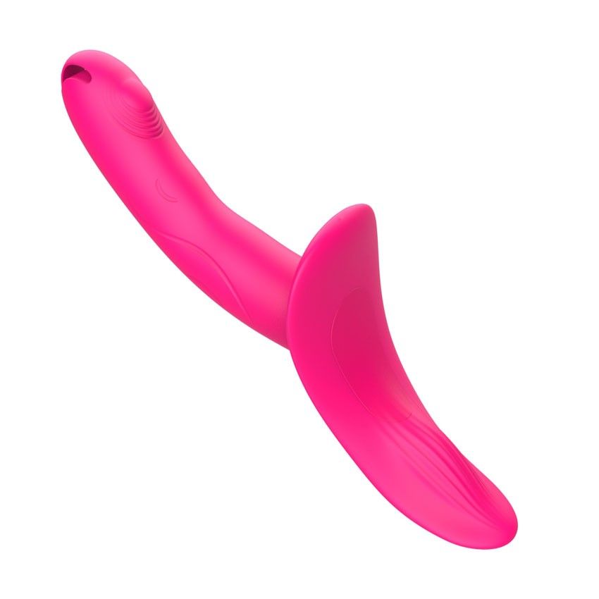 Розовый поясной вибратор с пультом ДУ 9