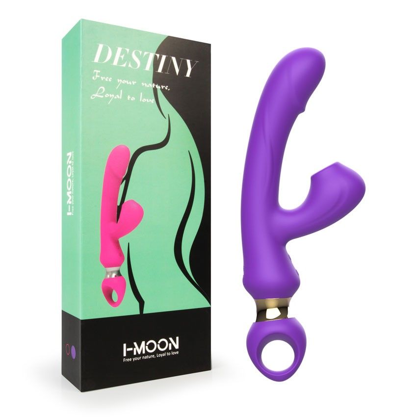 Фиолетовый вибратор-кролик с вакуумной стимуляцией клитора - 24,6 см. 2