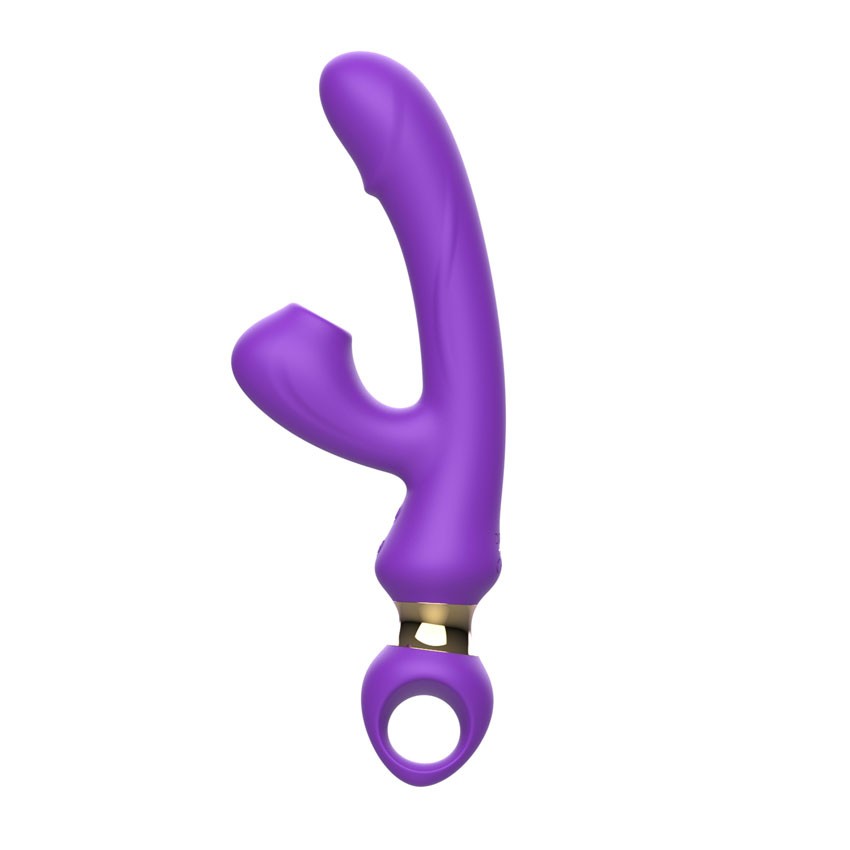 Фиолетовый вибратор-кролик с вакуумной стимуляцией клитора - 24,6 см. 1