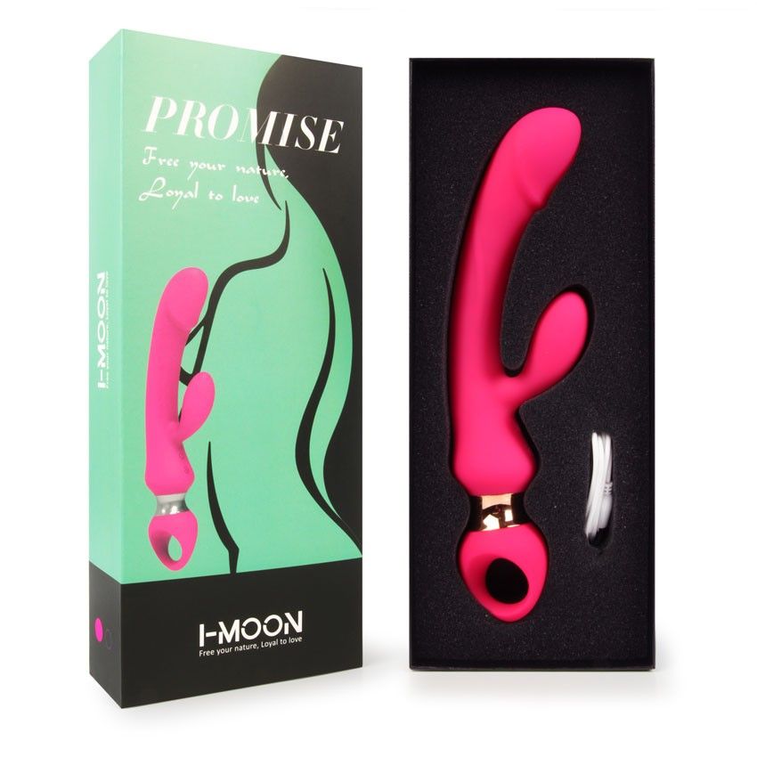 Розовый вибратор-кролик с ручкой-кольцом - 24,6 см. 11